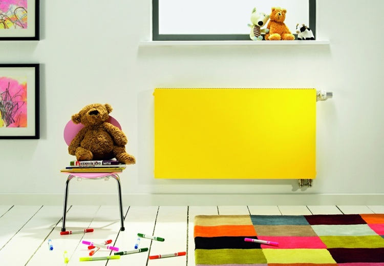 pintar radiador ideia-quarto infantil-amarelo-pepp-colorido-carpete