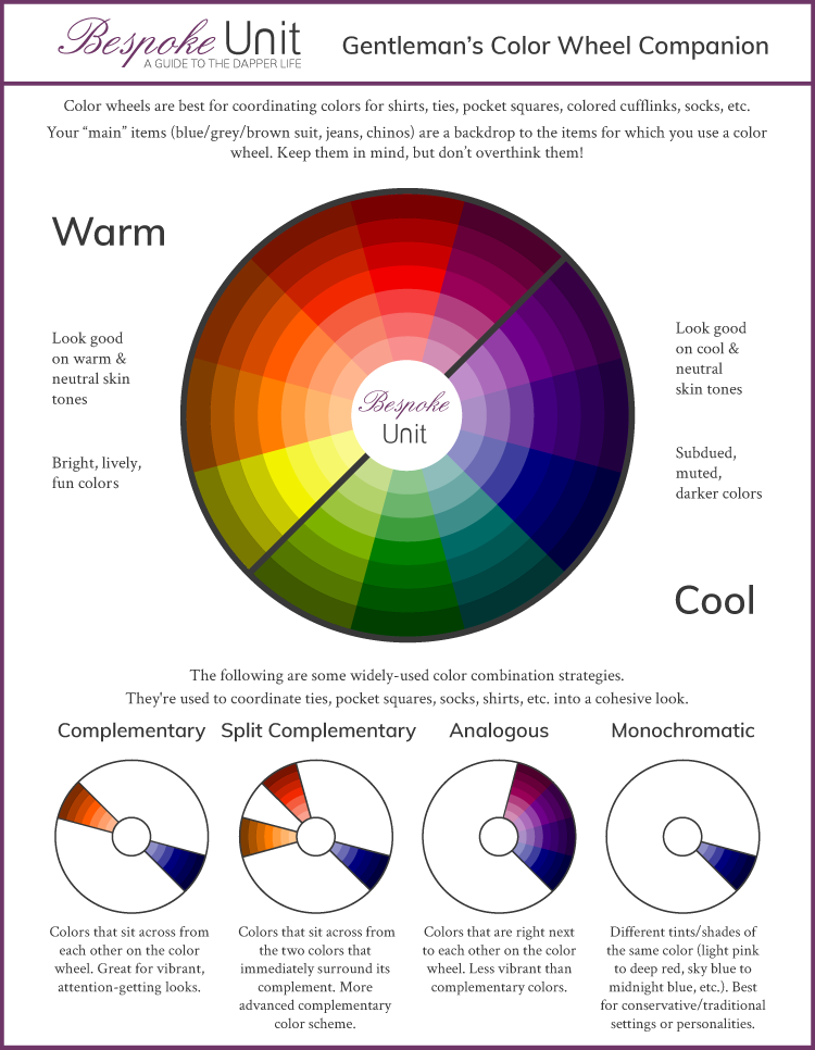 roda de cores camisa gravata esquema combinação homens homens detalhes da moda