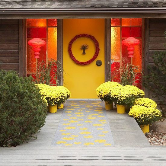 Cores do outono coloridas decorar-casa exterior-amarelo vermelho laranja
