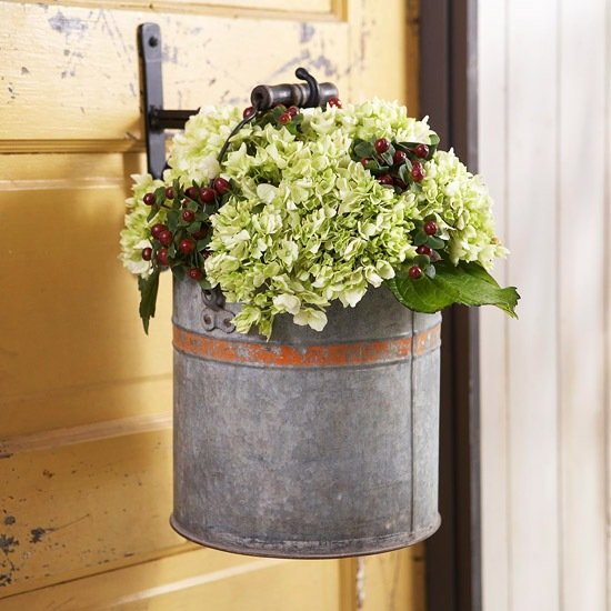 Vaso de flores de metal balde-faça-você-mesmo idéias de decoração outono