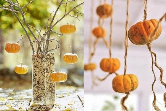mini-guirlandas de abóbora - vaso de vidro para decoração de mesa de outono