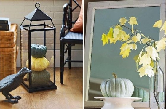 Abóboras decoram ideias - atmosfera de outono em casa