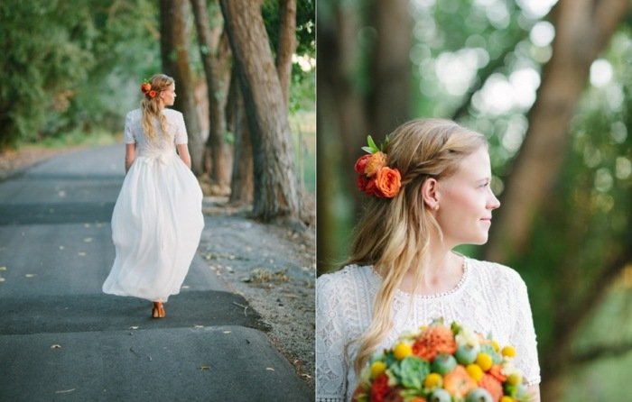 Casamento no outono com acessórios para o cabelo