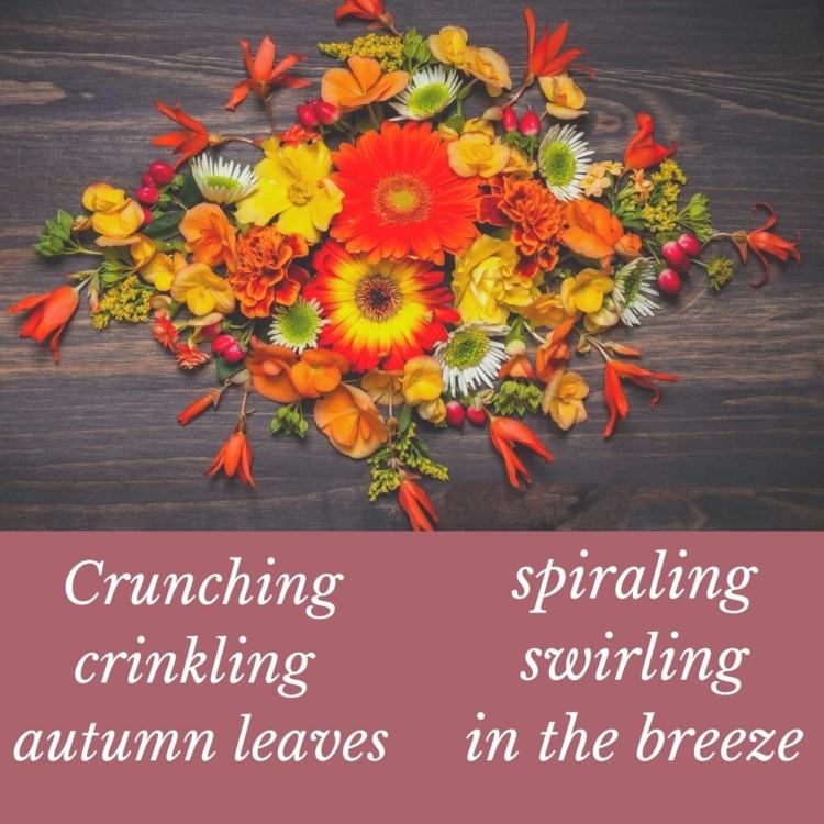 Flores de outono e poema infantil em inglês
