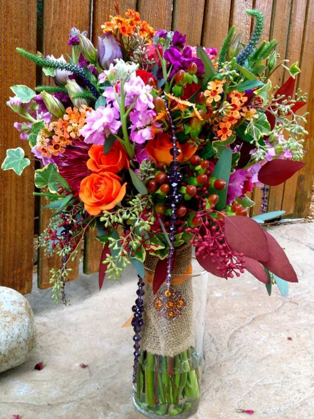 buquê de flores silvestres decoração de mesa de outono casar