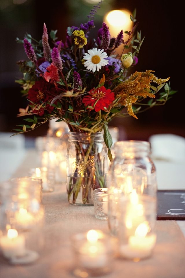 flores secas de outono decoração mesa cerimônia de casamento