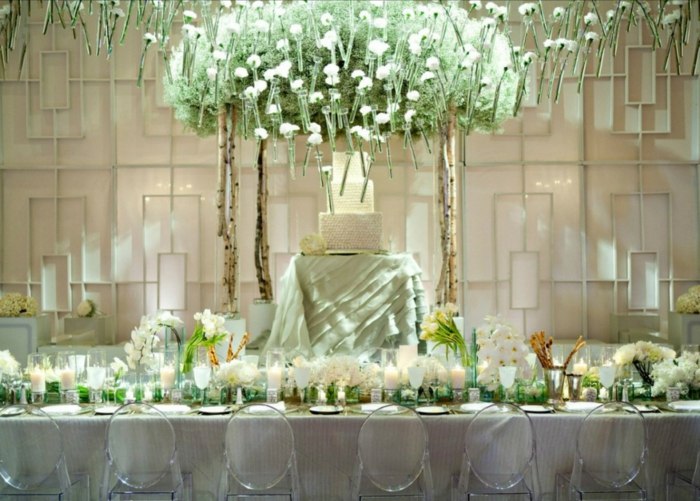 Ideias para decoração de mesa de restaurante de casamento verde festivo