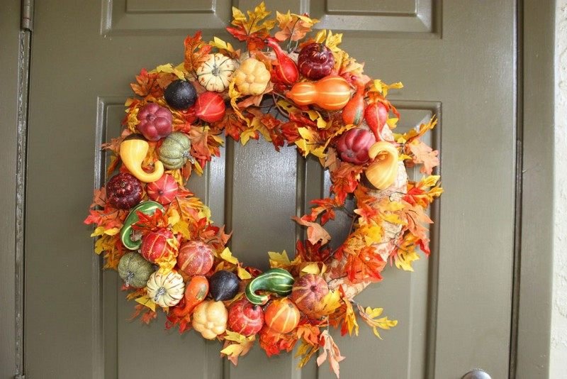 Decoração de outono-materiais naturais-festival da colheita-porta-grinalda-idéias de artesanato-adultos