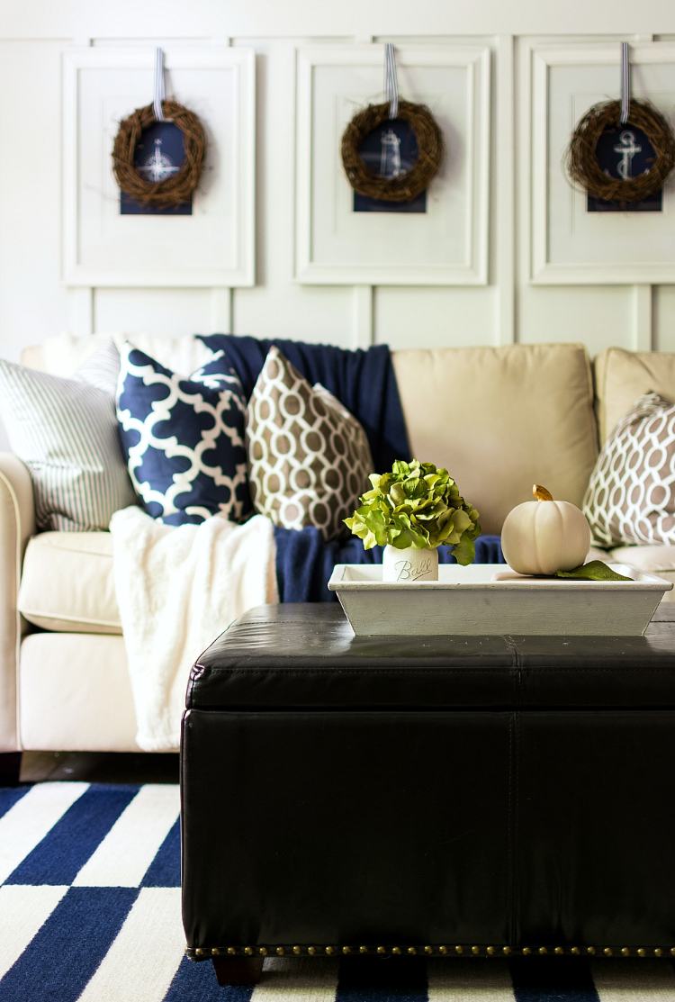 idéias simples decoração de outono decoram a bandeja da sala de estar