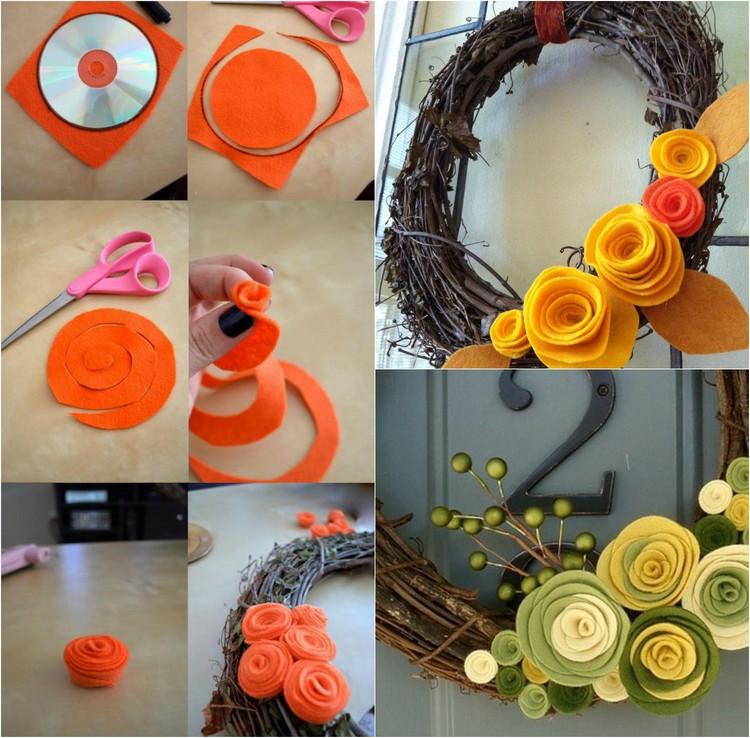 idéias-outono-decoração-consertar-instruções-coroa de flores em feltro