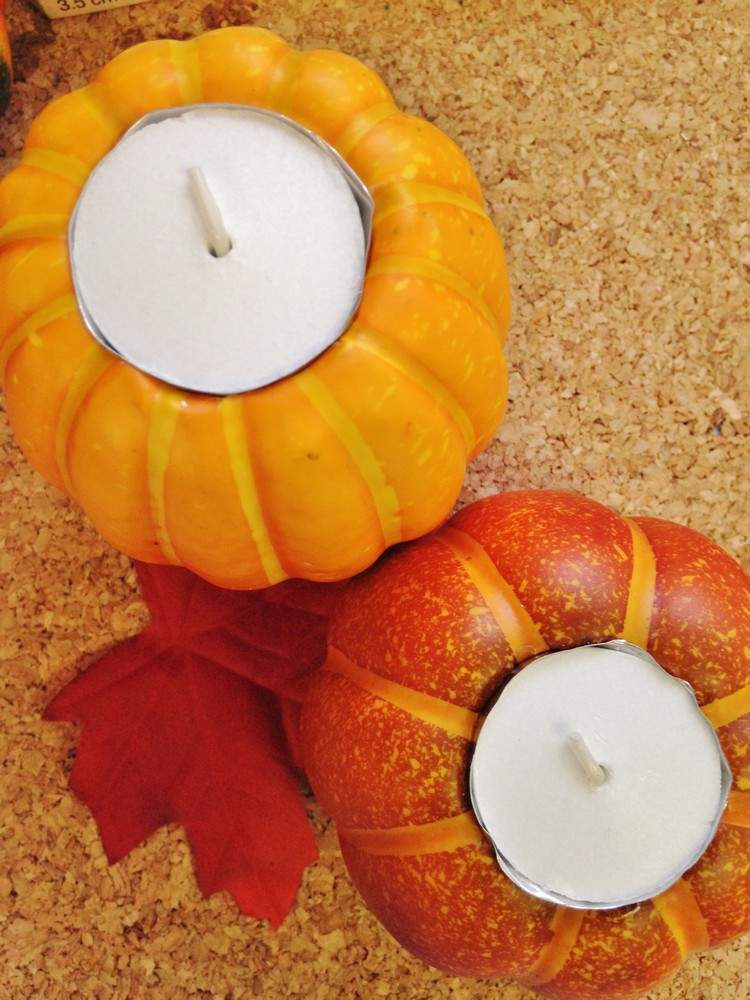 ideias-outono-decorações-funileiro-tealights-mini-abóboras