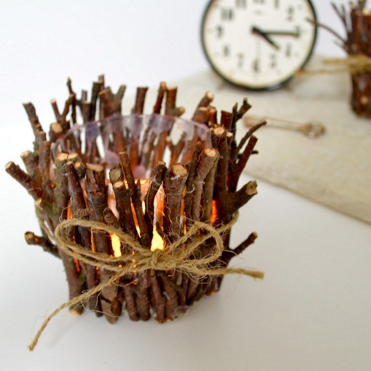 decoração de outono-faça-você-mesmo-tealight-holder-galhos-juta-cord