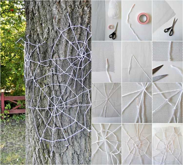 outono-decoração-faça-você-mesmo-jardim-teias de aranha-árvores hortícolas