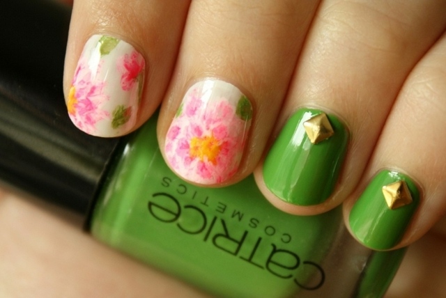 lindos designs de unhas pintar flores você mesmo