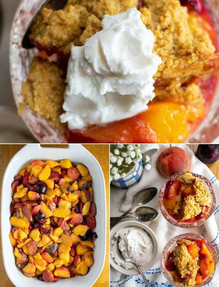 Ideia para uma sobremesa rápida de outono com frutas e massa