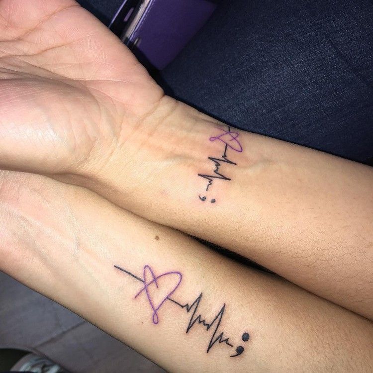 tatuagem-batimento cardíaco-casal-tatuagens-cor-do-coração-ponto-e-vírgula