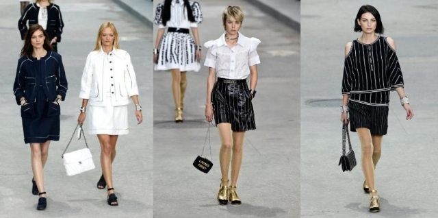 Karl-Lagerfeld-chanel-sapatilhas-mini-saias-risca de giz Show-Grand-Palais
