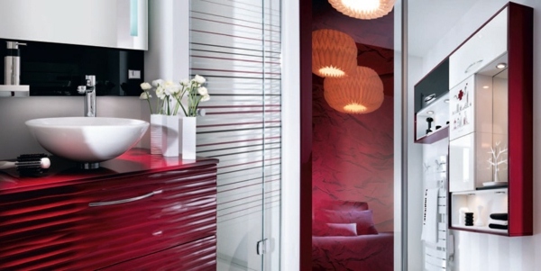 Móveis de banheiro de alto brilho Mobalpa-red-white