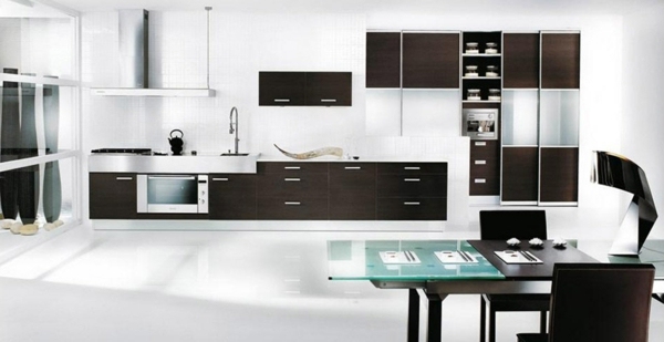 High-gloss-kitchen-Mobalpa-contrast-dark-brown-white