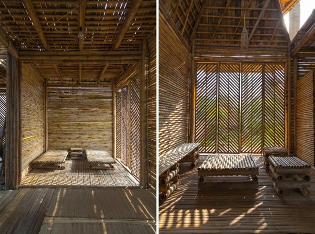 Casa de arquiteto vietnamita com interior exótico de bambu