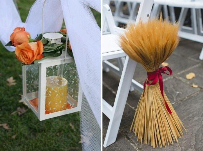 ideias-decoração-outono-casamento-trigo-palha-cacho-lanterna-branco-metal-pilar-vela