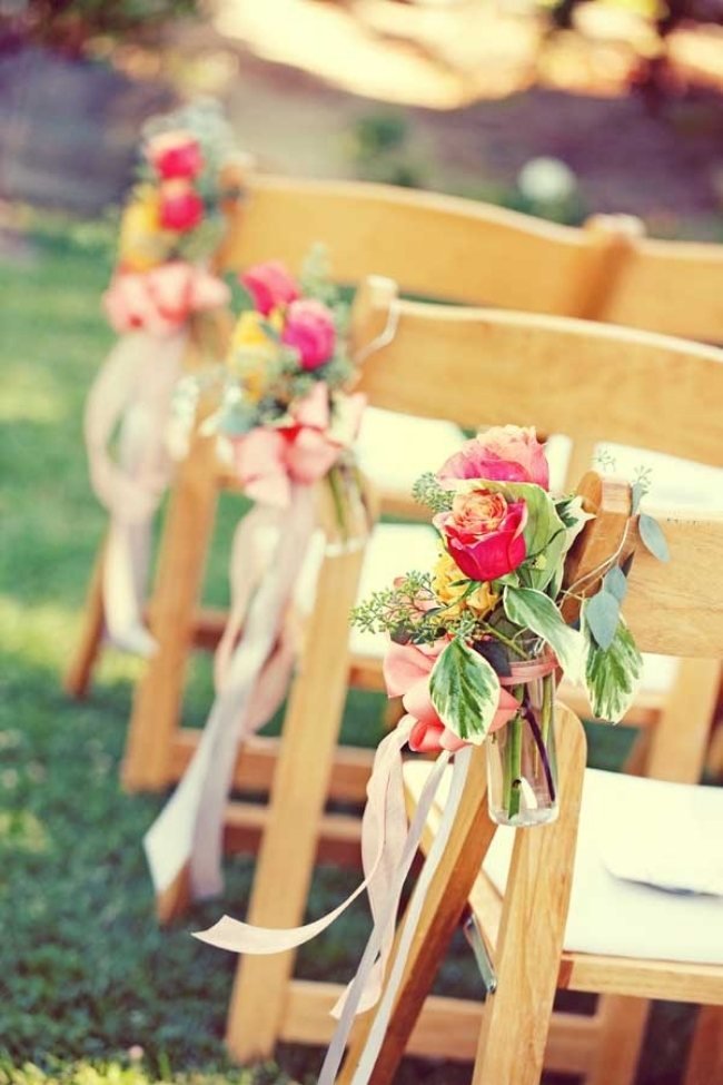 Cadeiras de altar de casamento ao ar livre, dobráveis ​​para convidados, decorar vasos de flores
