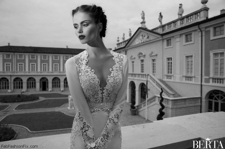 Vestido de noiva com design de renda justa com gola em V