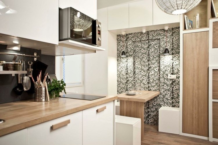 Bancadas de madeira cozinha-moderna-branco-fachadas-preto-cor de parede