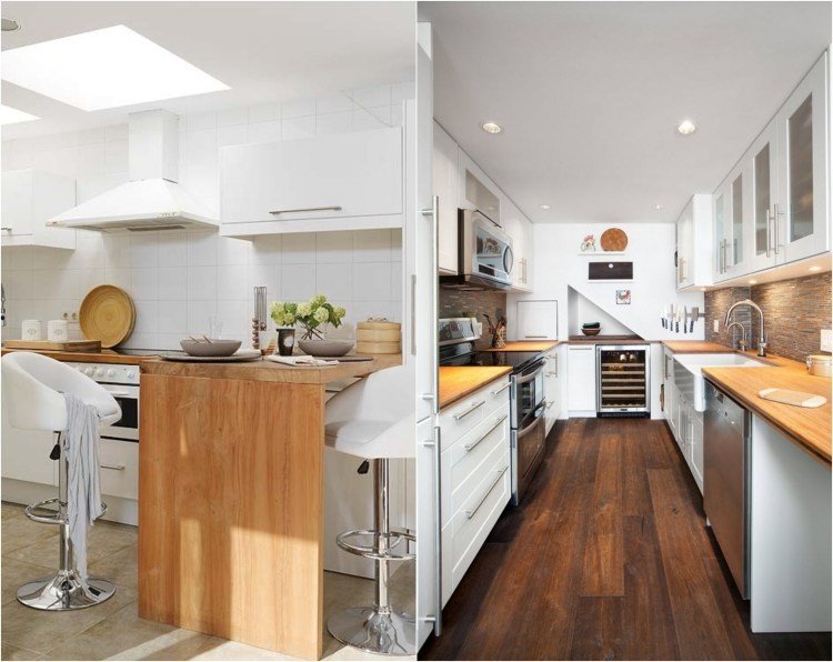 madeira-bancadas-cozinha-moderno-branco-armário-parede de fundo-aparência de pedra branca