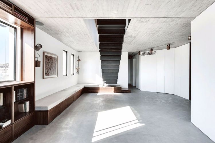 banco de madeira-moderno-combinar-concreto-metal-preto-branco