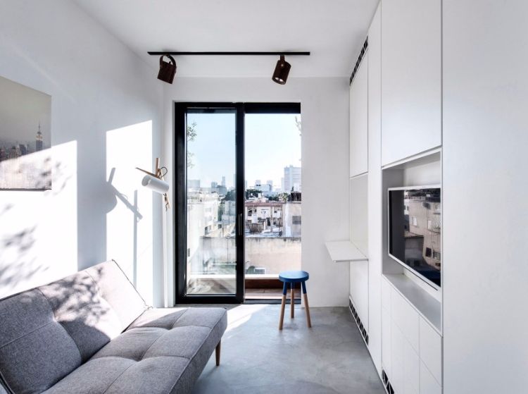 branco-concreto-piso-cinza-sofá-armário embutido-moderno-combinar
