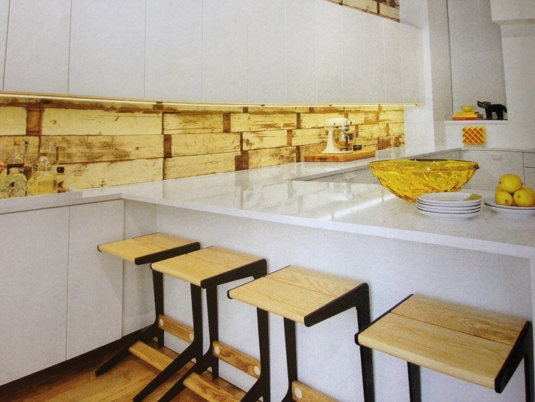 papel de parede-madeira-madeira-olhar-cozinha-moderno-branco-alto-brilho-amarelo-decoração-minimalista