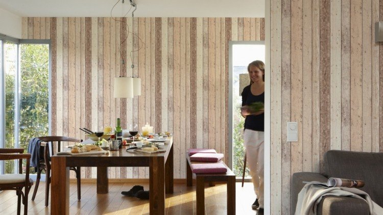 wallpaper-wood-wood-look-living room-vintage-rustic-light-interior
