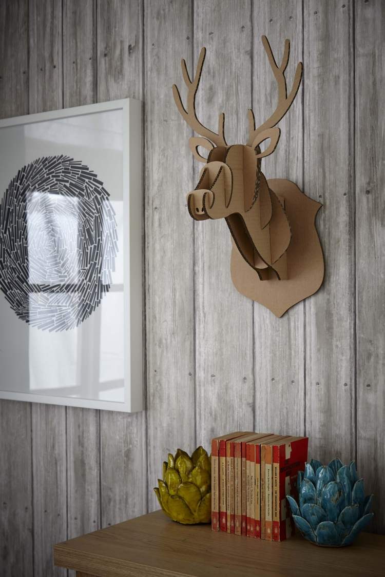 Papel de parede-madeira-madeira-aparência-moderna-chifres-papelão-decoração-imagem-preto-branco