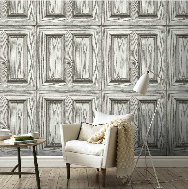Papel de parede de madeira - aparência de madeira - revestimento de parede - imitação de preto - painéis brancos