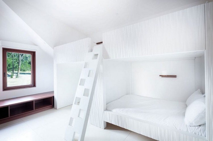 móveis de madeira-branco-quarto infantil-beliche-cama-escada-branco