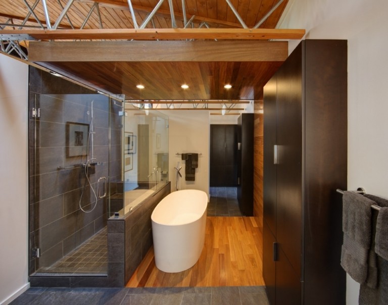 Piso de madeira-banheiro-idéias-design-moderno