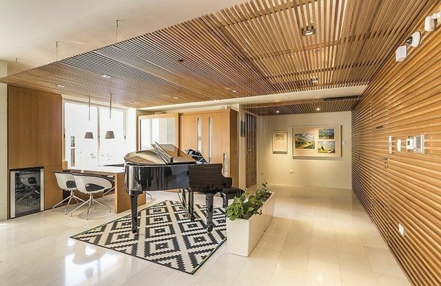 design rebaixado carpete concreto piso de piano