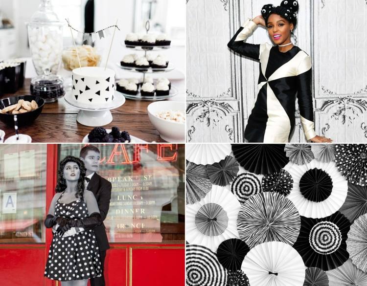 Carnaval em fantasia deco preto e branco maquiagem