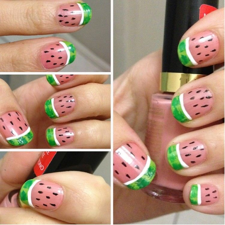 faça você mesmo ideias engraçadas de Nail Art - melancia