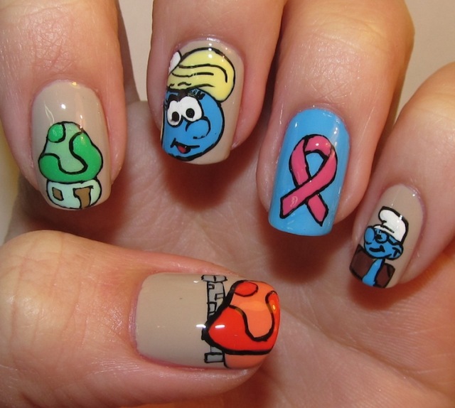 Adesivos de Nail-Art-creations-funny-designs-the-smurfs-nail
