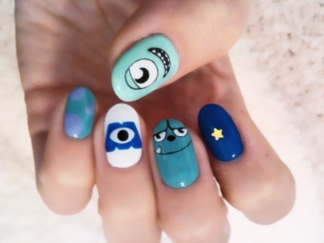 idéias-criativas-arte-unhas-unhas-monstro-inc-decoração de unhas