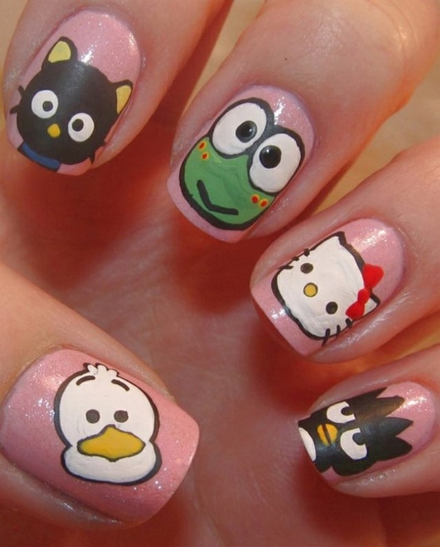 autocolante de unhas-desenhos-à-mão-mini-animais-ideias-desenho-de-unhas-engraçado
