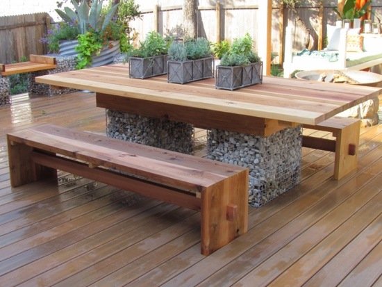 móveis de jardim pernas de mesa gabião projeta ideias no jardim