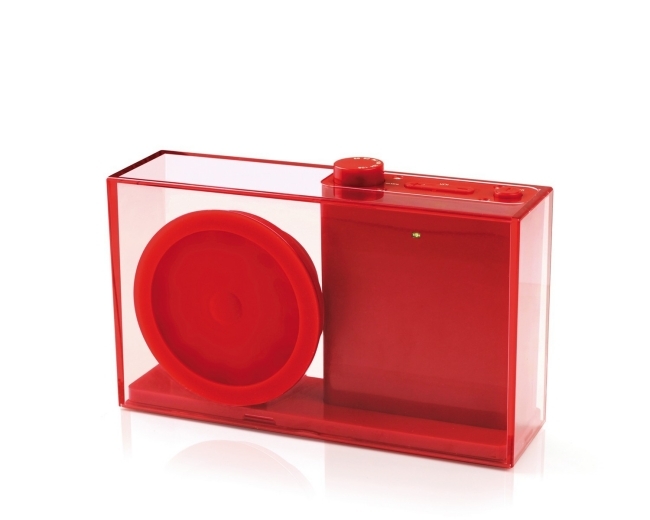 Flow-Lexon vermelho portátil sem fio em caixa transparente