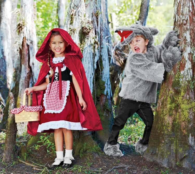 Fantasias de carnaval para crianças-engraçado-irmãos-Chapeuzinho Vermelho-Lobo