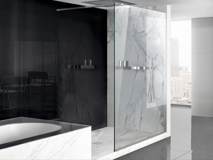 cabine de duche de vidro temperado-rectangular-alumínio-moderno-lama-macro