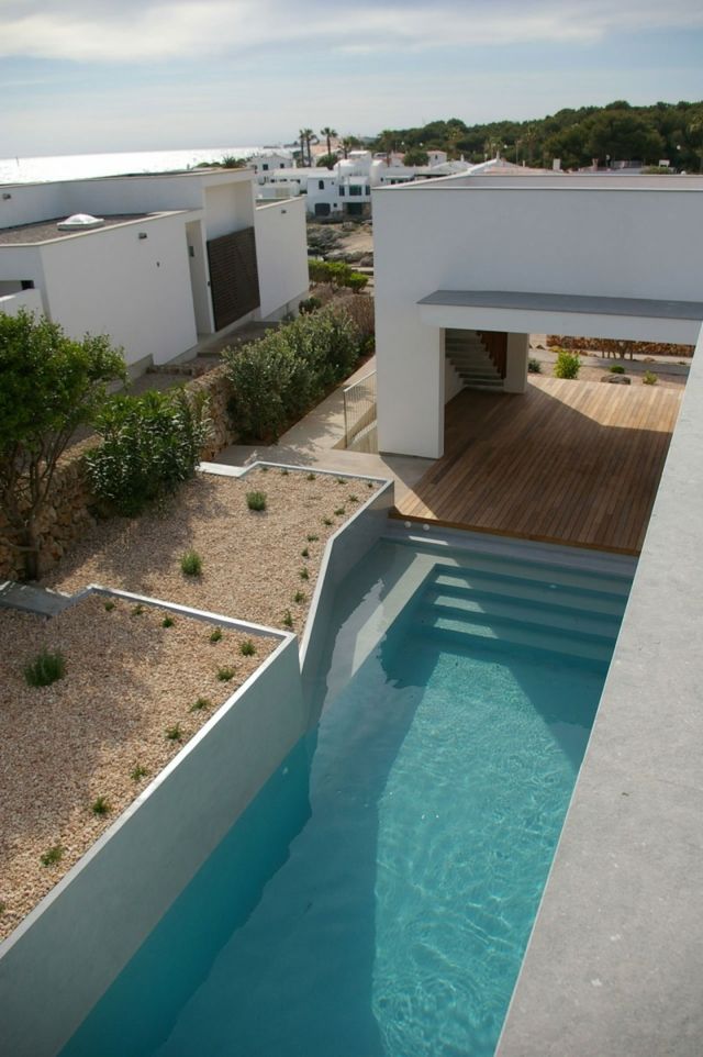 bela piscina paisagismo construção de casas modernas