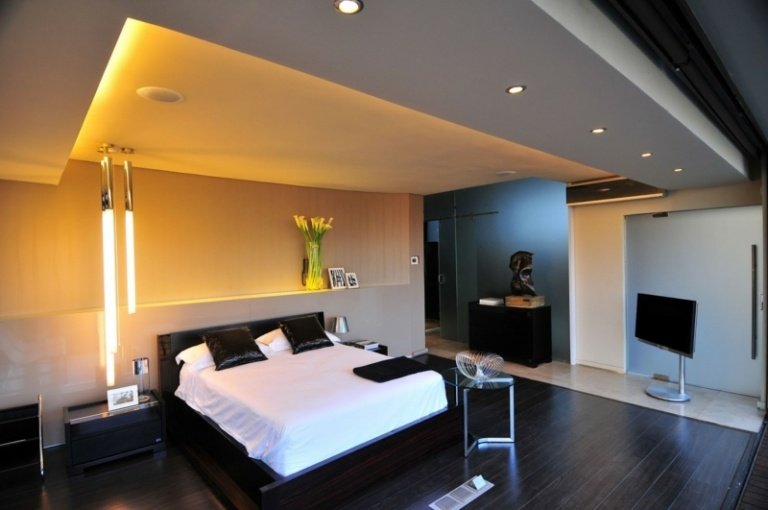 iluminação do quarto lâmpada de teto luz indireta cama vertical