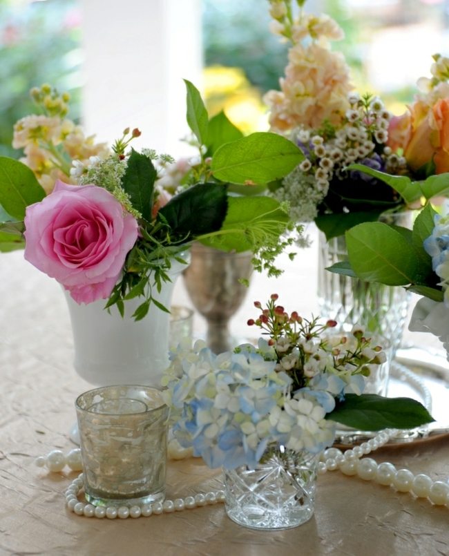 Arranjos de flores idéias de decoração de mesa casamento de verão